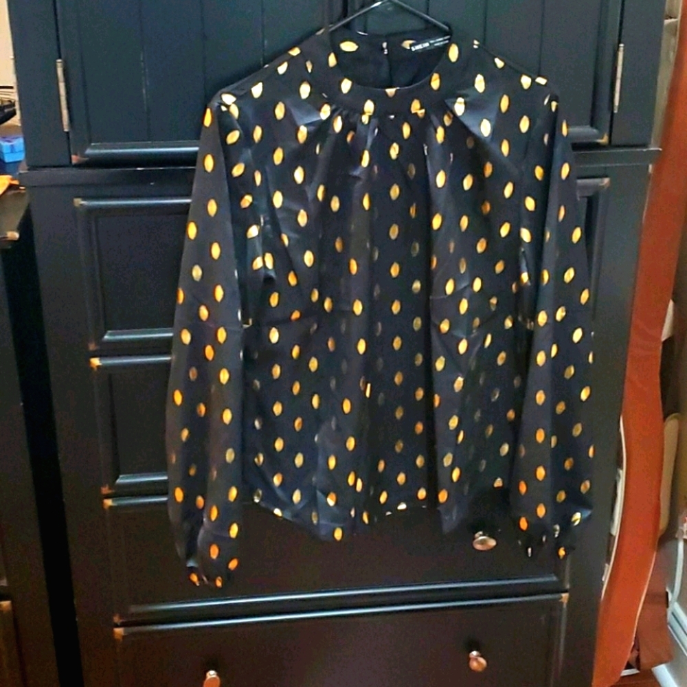 Shein Shiny Polka Dot Blouse